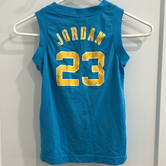Nike Air Jordan Aqua Blue Yellow 23 Basketball Jersey Dri-FIT |Size Large 6/7 - Picture 4 of 6